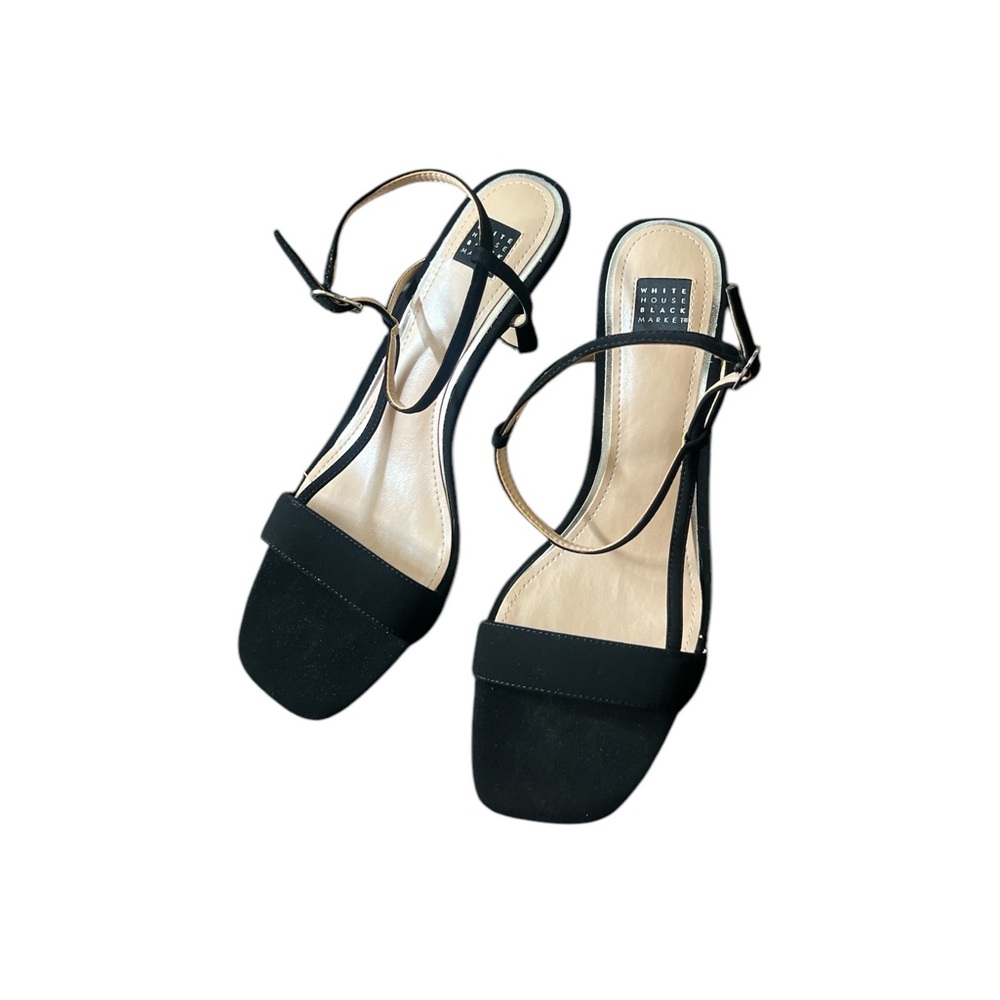 White House Black Market NEW Black Velvet 3in Heel Strappy Sandals Size 8.5